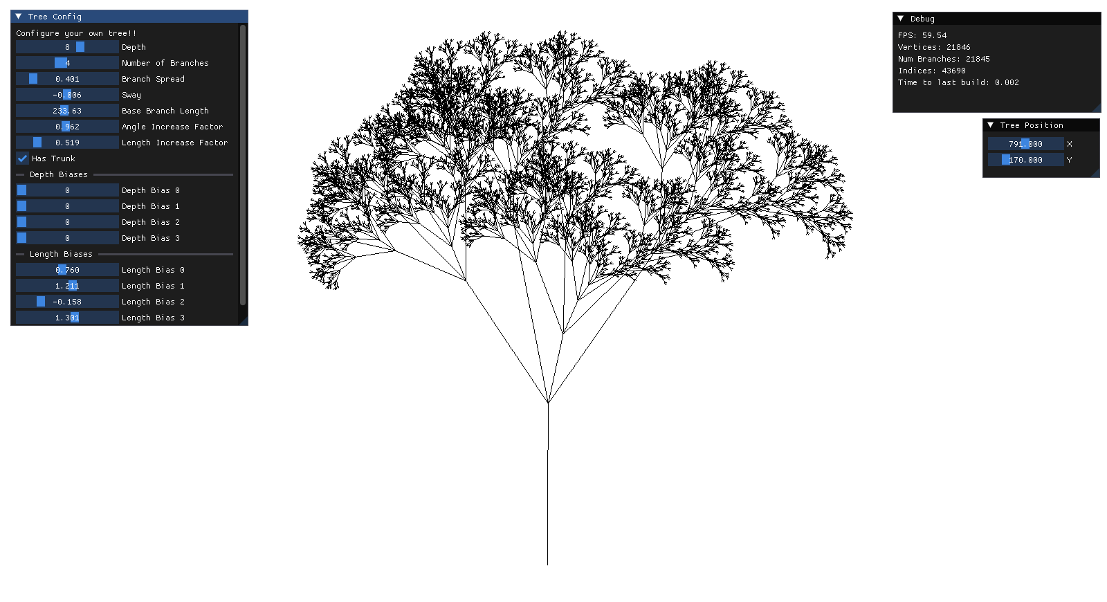 Screenshot of Fractal Tree Creator